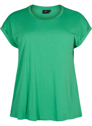 Kurzärmeliges T-Shirt aus einer Baumwollmischung, Kelly Green, Packshot image number 0