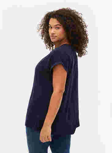 Kurzärmeliges T-Shirt aus einer Baumwollmischung, Navy Blazer, Model image number 1