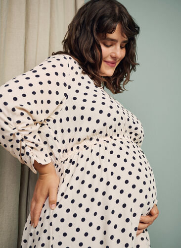 Schwangerschaftsbluse aus Viskose mit Punkten, Off White Dot, Image image number 1