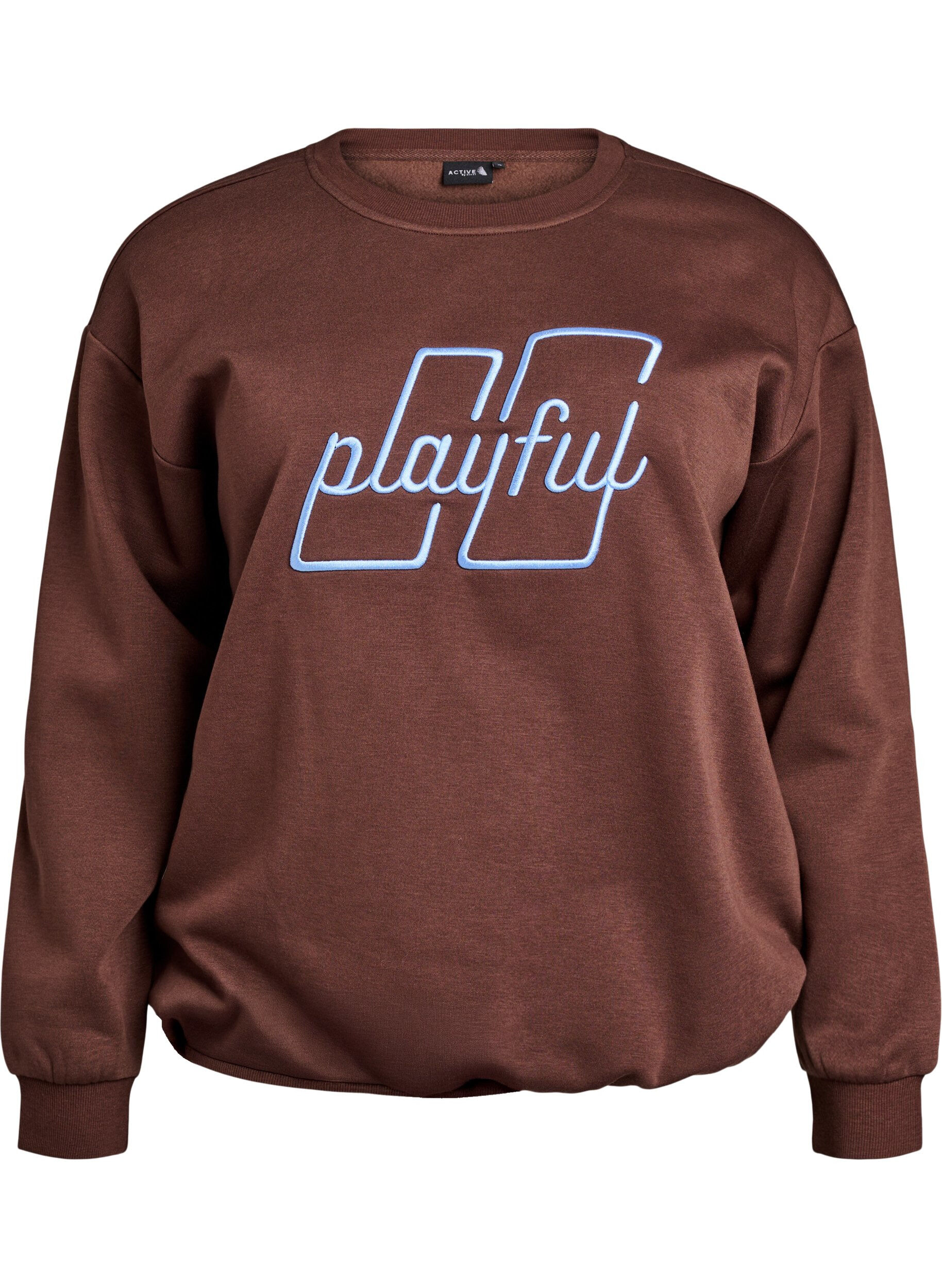 ZizziSweatshirt mit gesticktem Text, Braun, Packshot image number 0