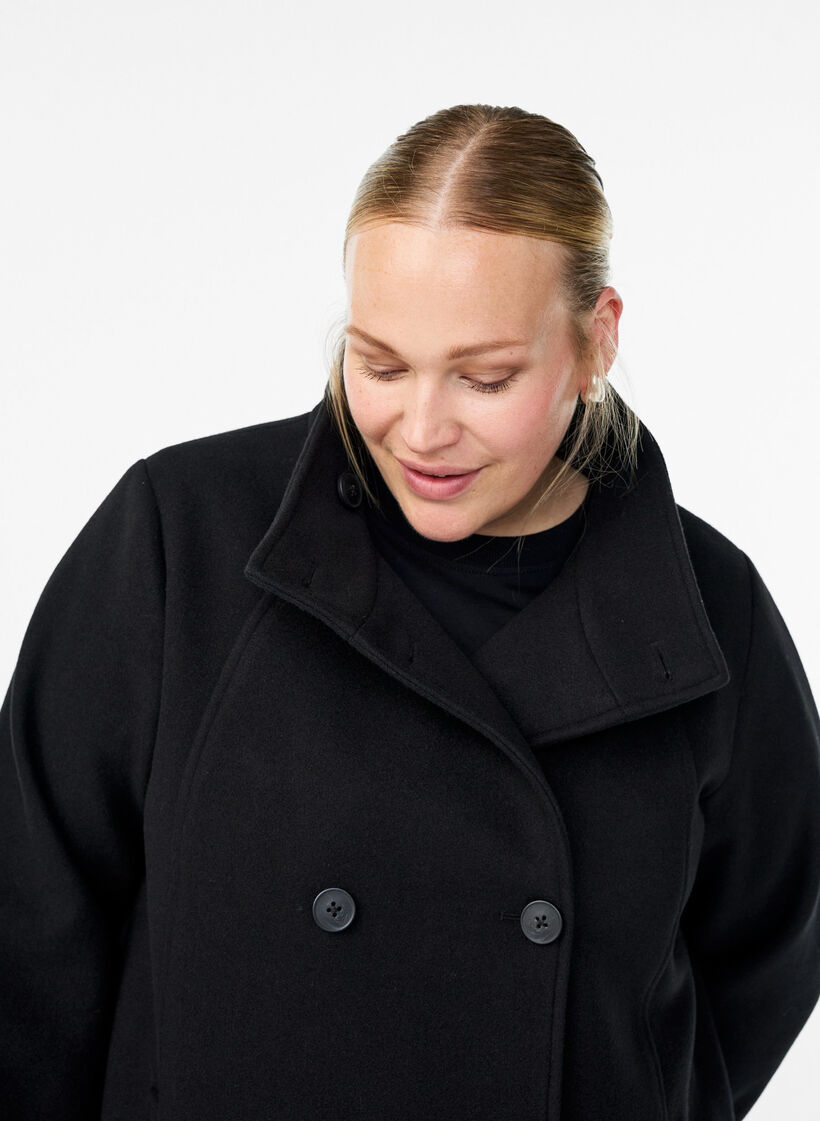 Kurzmantel in A-Linie, Schwarz, Model image number 3