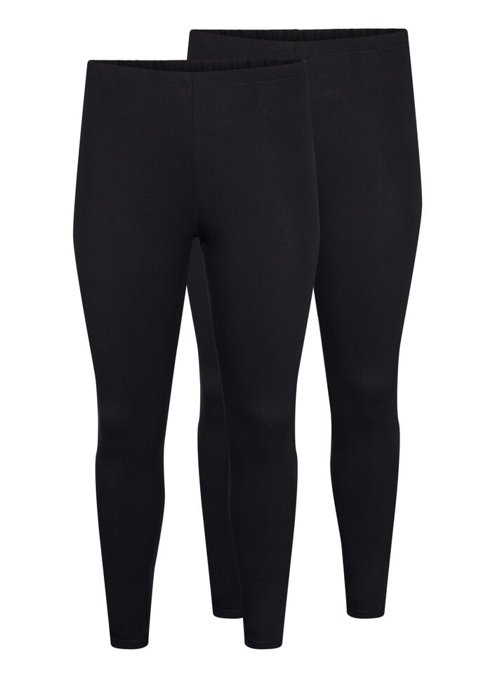 2-pack Baumwoll-Leggings, Schwarz, Packshot image number 0