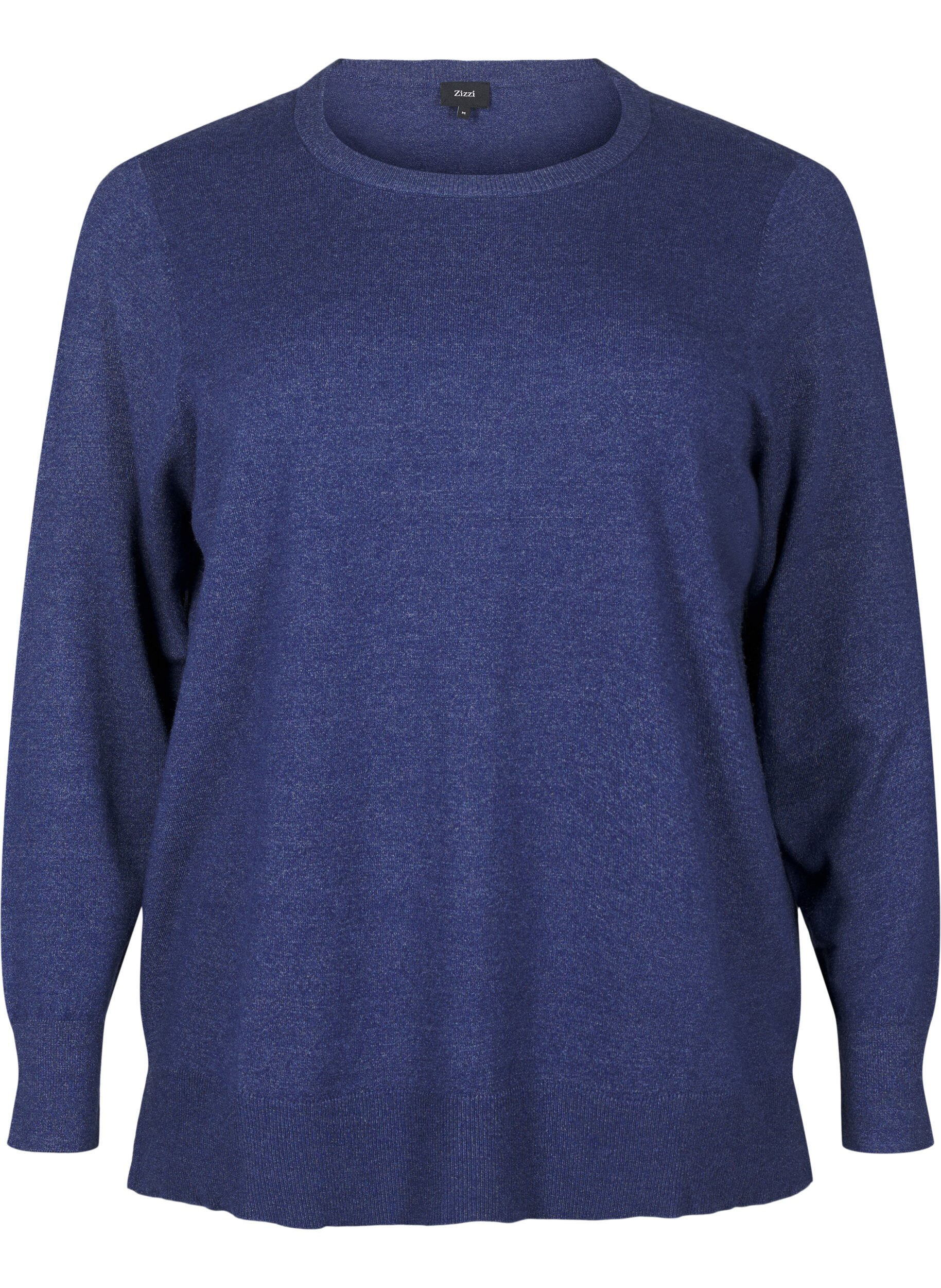 ZizziStrickbluse mit langen &Auml;rmeln und Schlitz, Blau, Packshot image number 0