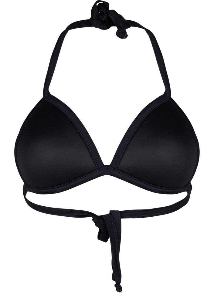 Einfarbiges Triangel-Bikinioberteil, Schwarz, Packshot image number 1