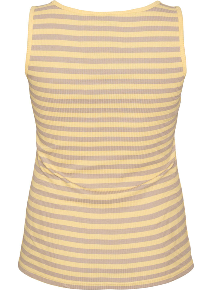Gestreiftes Tanktop mit Rippenstruktur, Gelb, Packshot image number 1