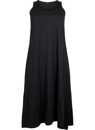 Ärmelloses Kleid aus Baumwolle mit A-Linie, Black, Packshot image number 0