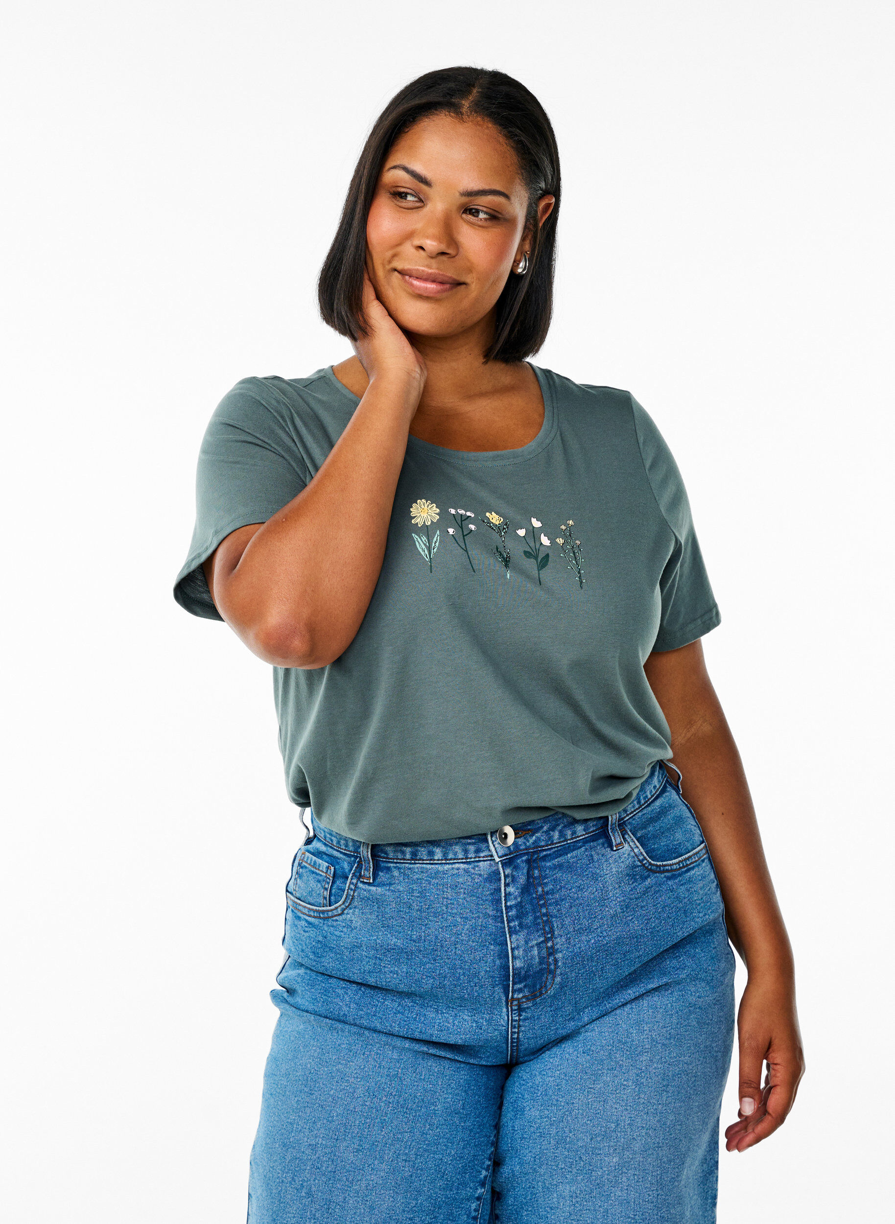 ZizziFLASH - T-Shirt mit Print, Gr&uuml;n, Model image number 0