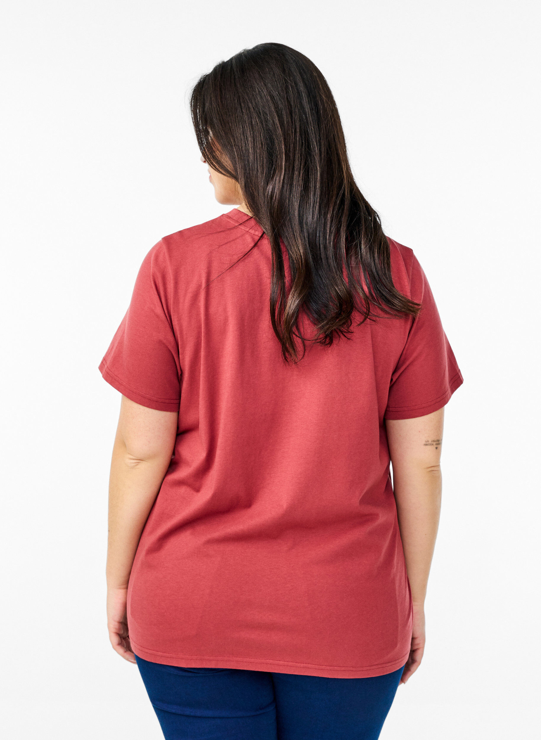 ZizziBasic T-Shirt aus Baumwolle mit Rundhalsausschnitt, Rot, Model image number 2