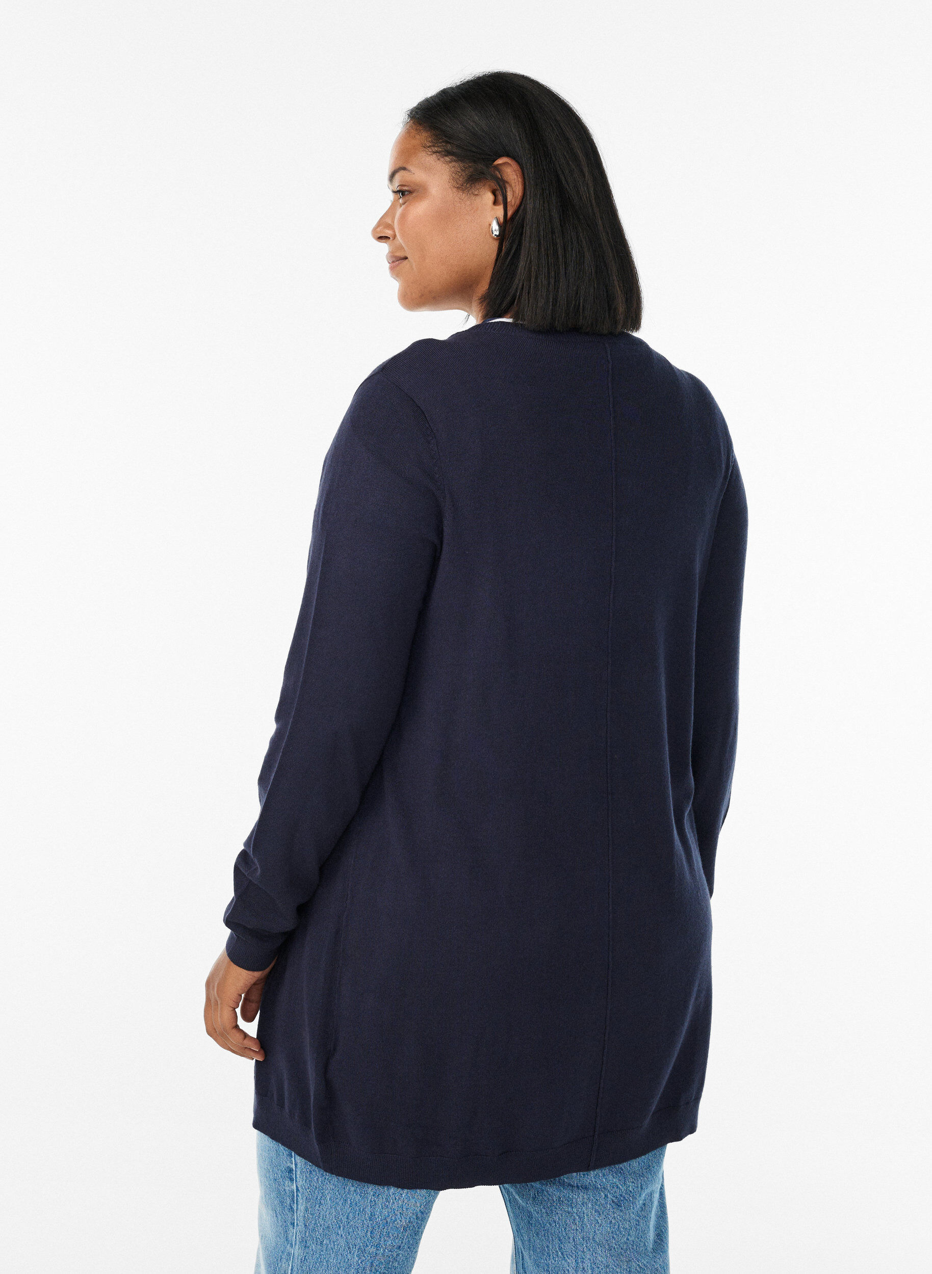 ZizziLange Strickjacke aus einer Viskosemischung, Blau, Model image number 2