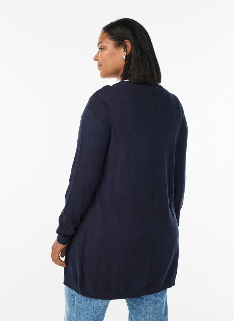 Lange Strickjacke aus einer Viskosemischung, Blau, Model image number 2