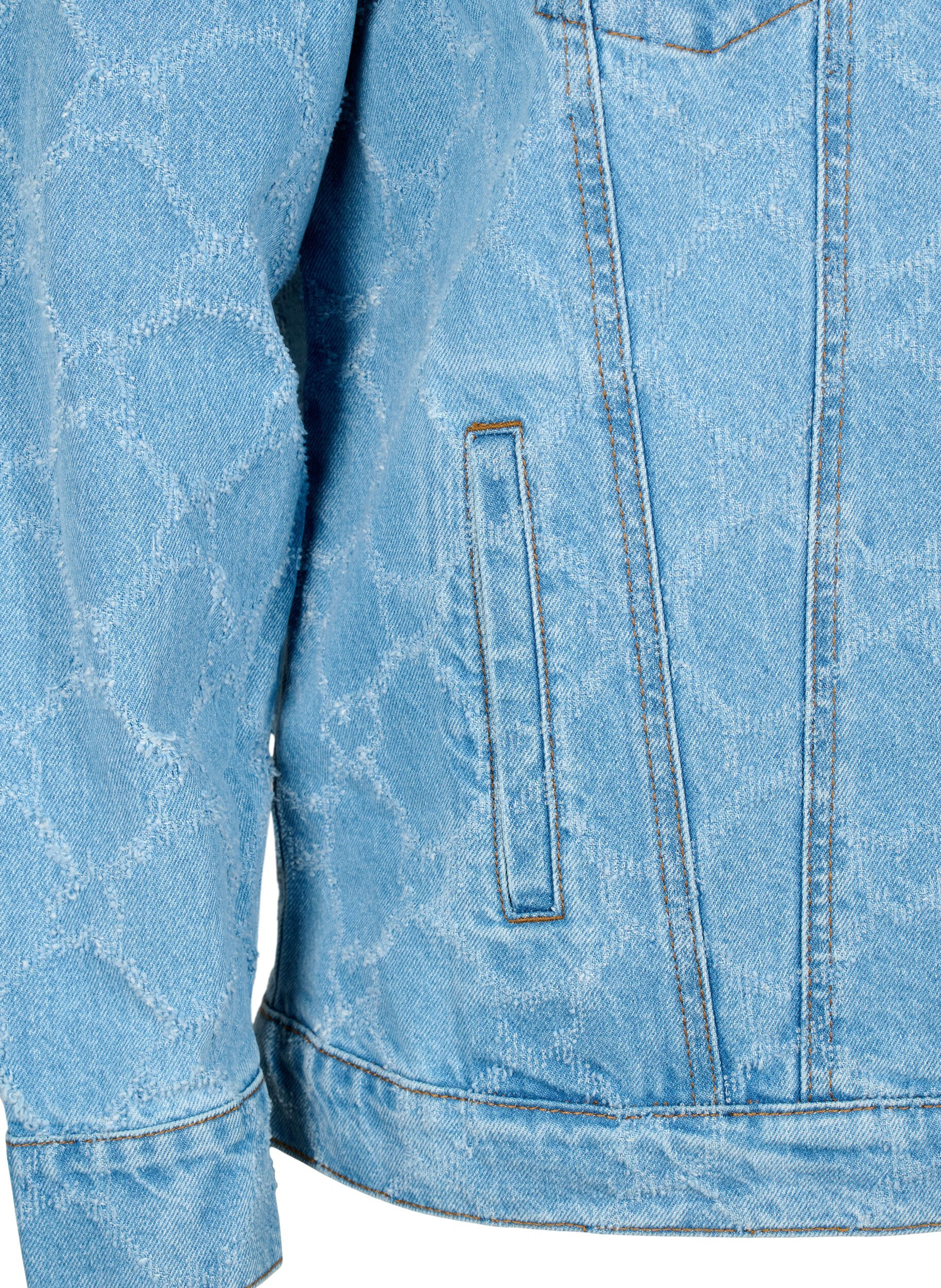 ZizziDenim-Jacke mit Destroyed-Muster, Blue denim, Packshot image number 3