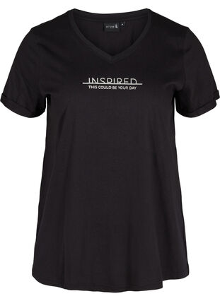 Trainings-T-Shirt aus Baumwolle mit Aufdruck, Black Inspired, Packshot image number 0