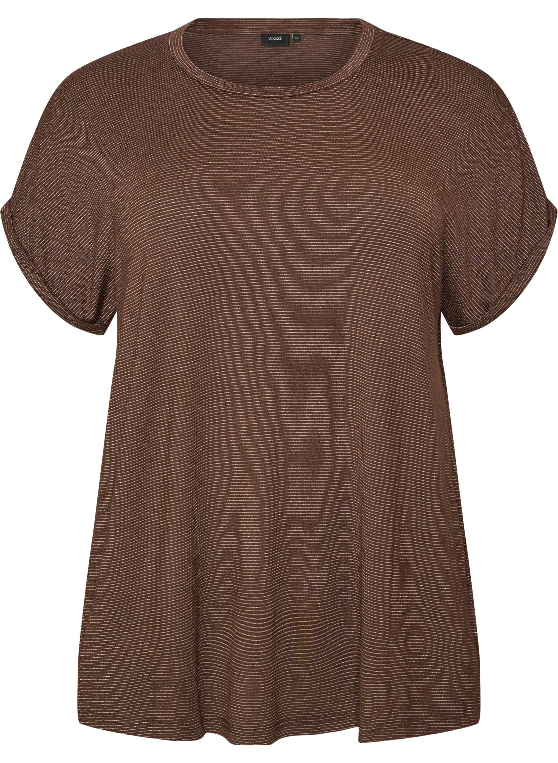 T-Shirt aus Viskose mit Glitzerstreifen