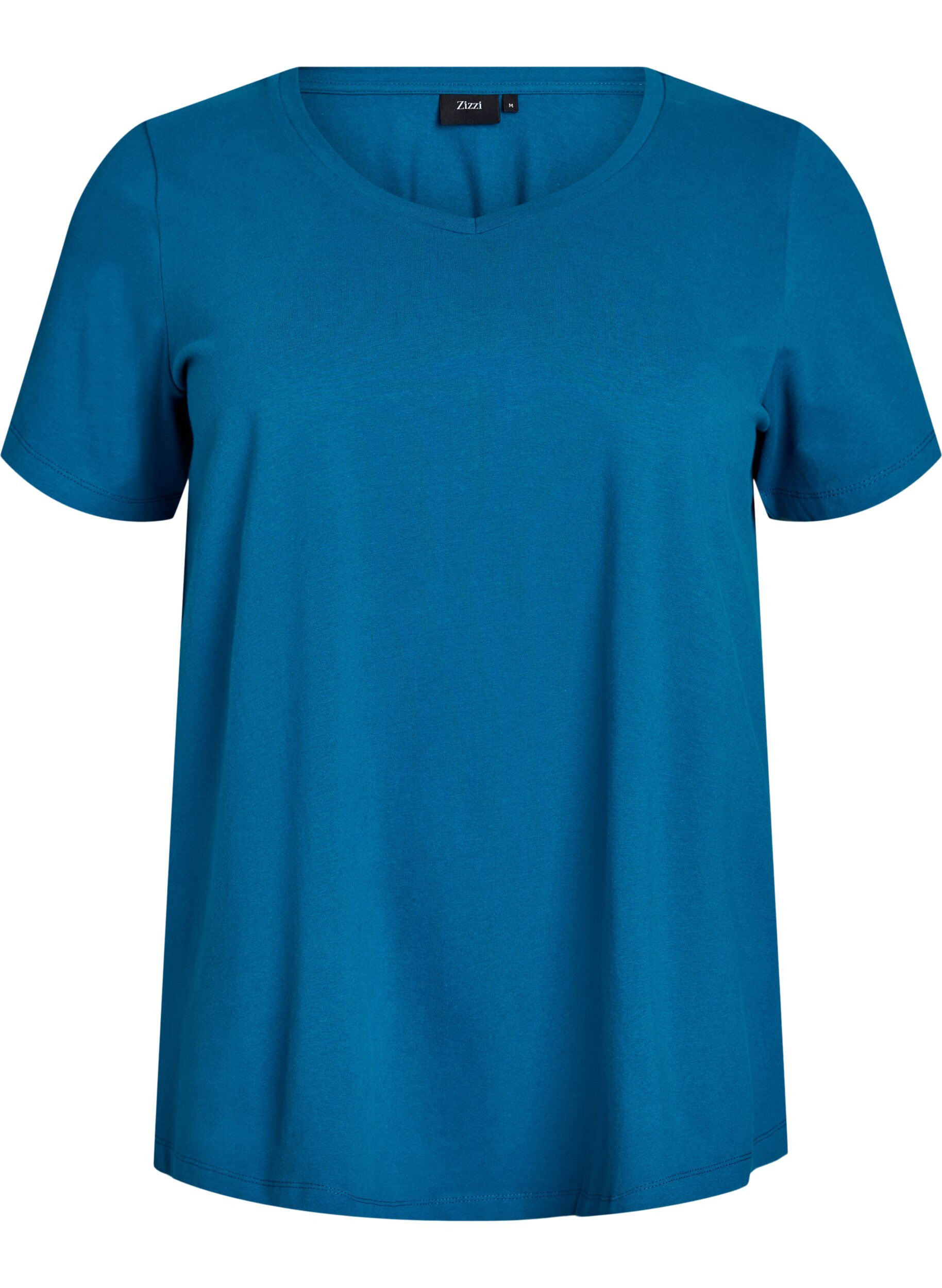 ZizziEinfarbiges basic T-Shirt aus Baumwolle, Petrol, Packshot image number 0