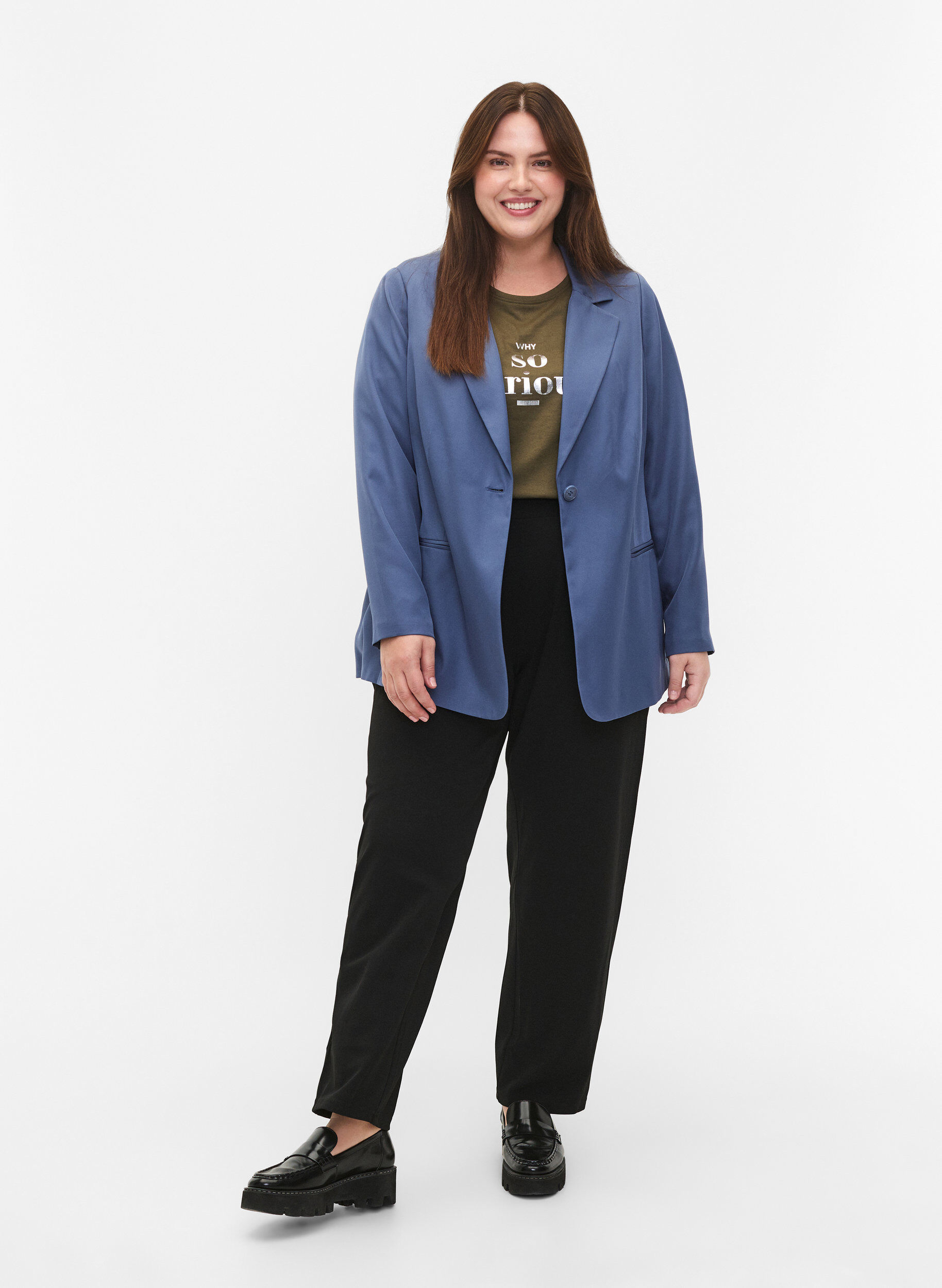 ZizziFLASH &ndash; Schlichter Blazer mit Knopf, Blau, Model image number 1