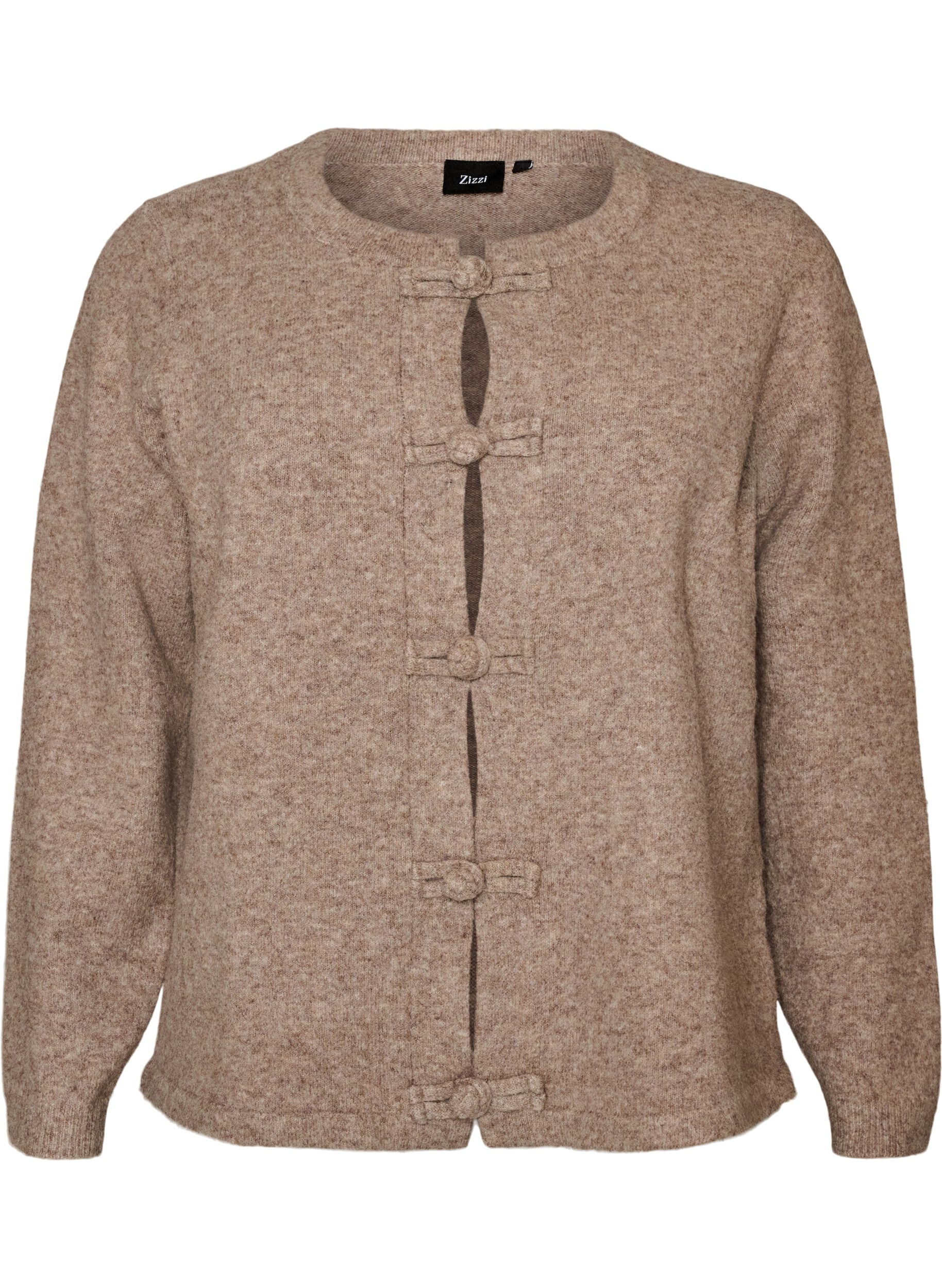 ZizziStrickjacke mit Knotenverschl&uuml;ssen, Beige, Packshot image number 0