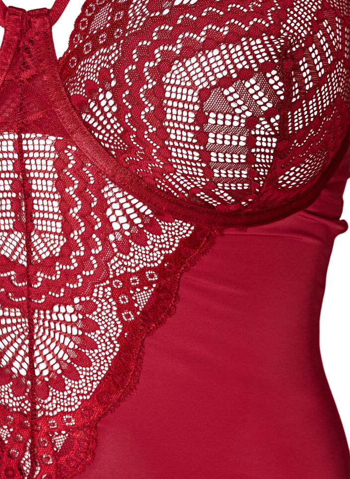 B&uuml;gel-Spitzenbody mit Tr&auml;gerdetails, Rot, Packshot image number 2