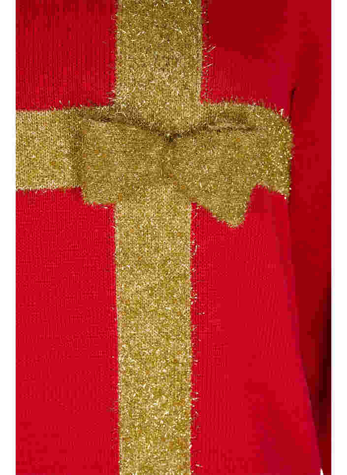 Weihnachtspullover mit Lurex, Red W/gold lurex, Packshot image number 3