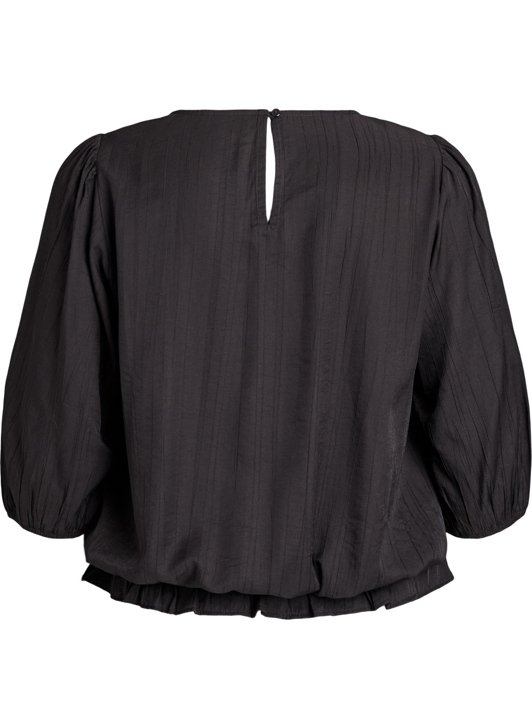 ZizziViskosebluse mit 3/4-&Auml;rmeln und Balloneffekt, Schwarz, Packshot image number 1