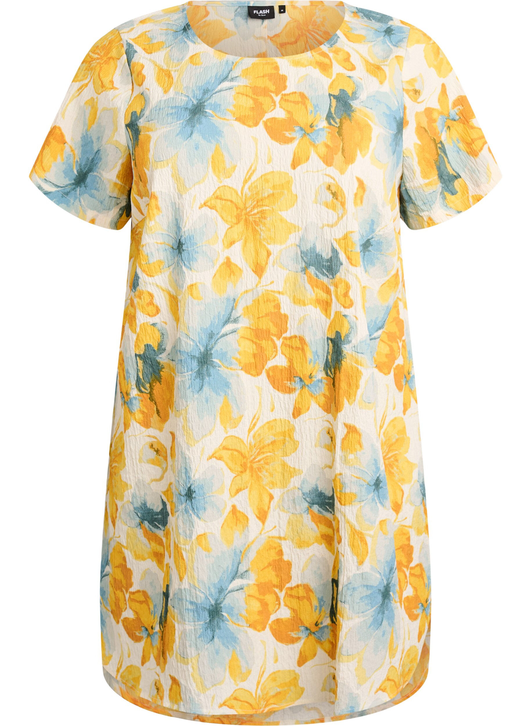 FLASH - Kurzes Kleid mit gecrinkelter Textur und kurzen &Auml;rmeln