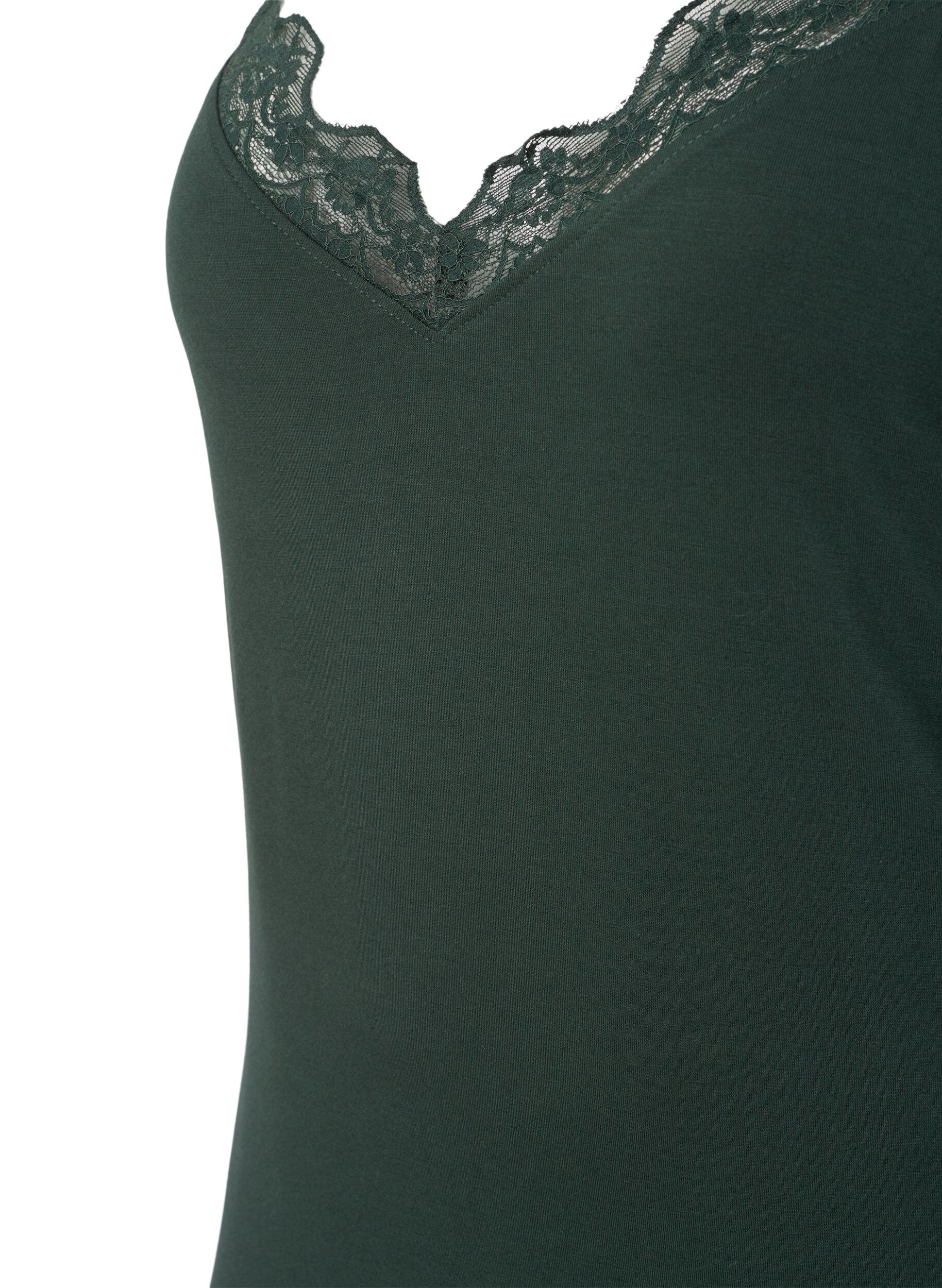 ZizziNeglig&eacute; mit Spitzensaum aus Viskose, Gr&uuml;n, Packshot image number 2