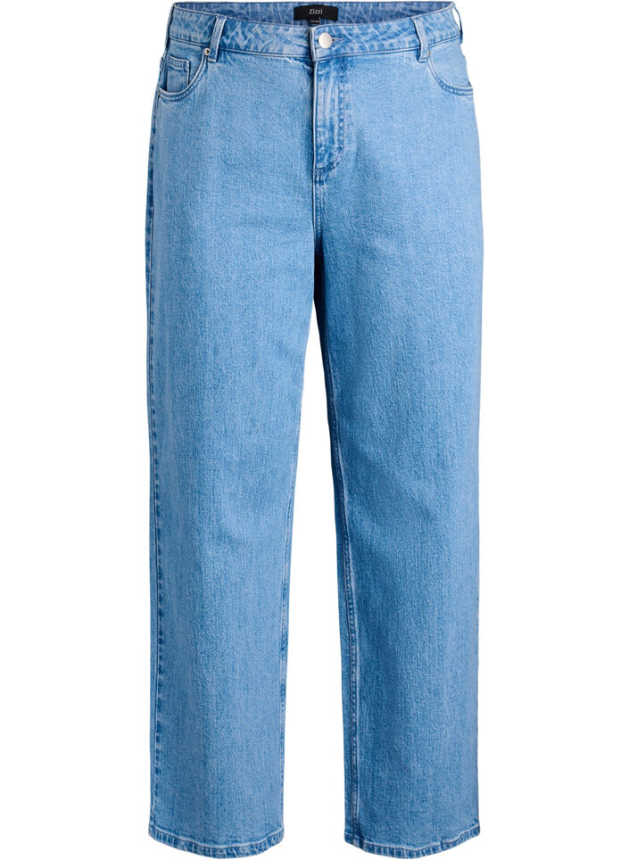 Wide-Leg-Jeans mit hoher Taille, Blau, Packshot