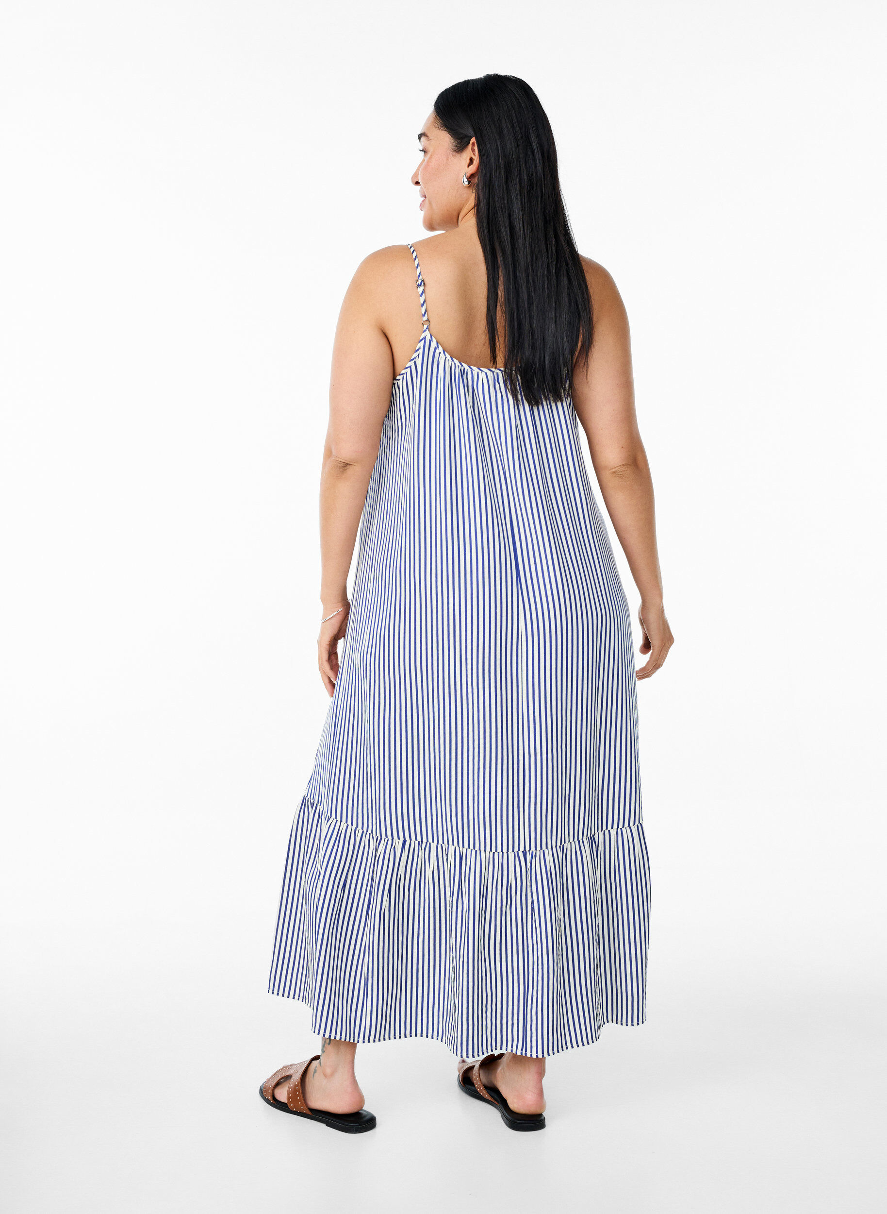 ZizziSommerkleid mit Streifen und A-Linie, Blau, Model image number 1