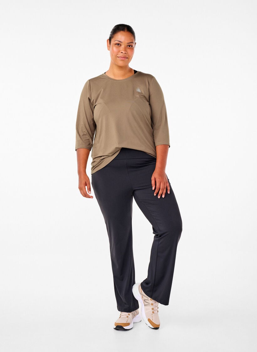 Trainingsshirt mit 3/4-Ärmeln, Beige, Model image number 1