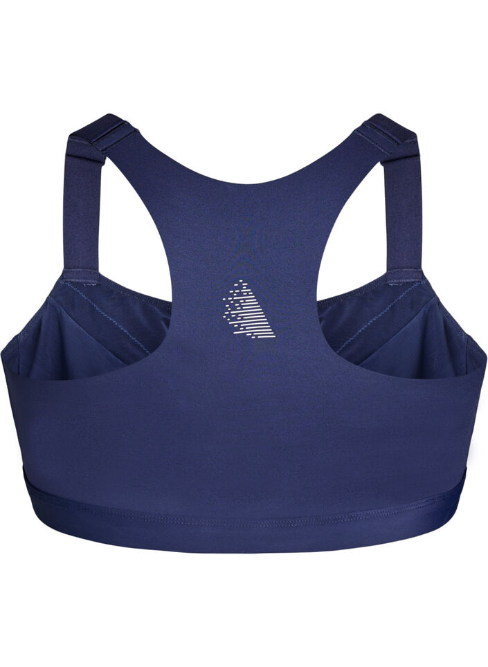 Sport-BH mit Vorderverschluss und hohem Halt, Blau, Packshot image number 1