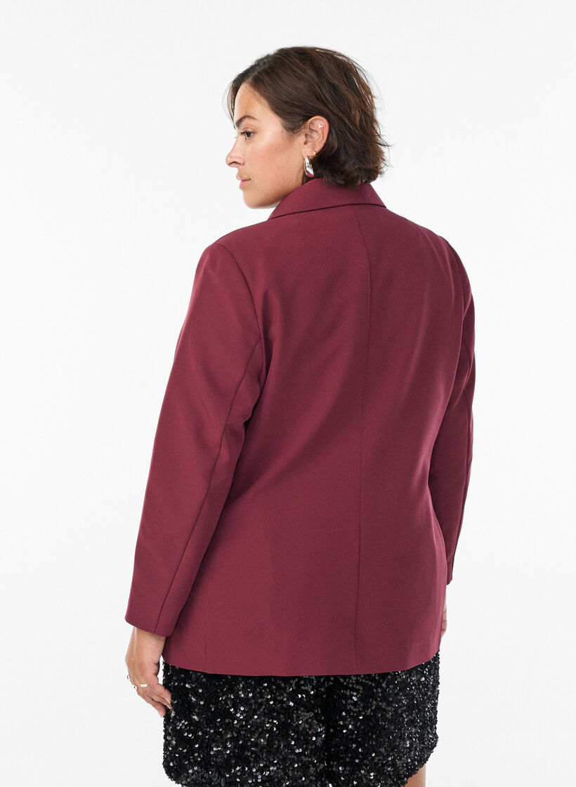 Klassischer Blazer mit Knopfverschluss, Rot, Model