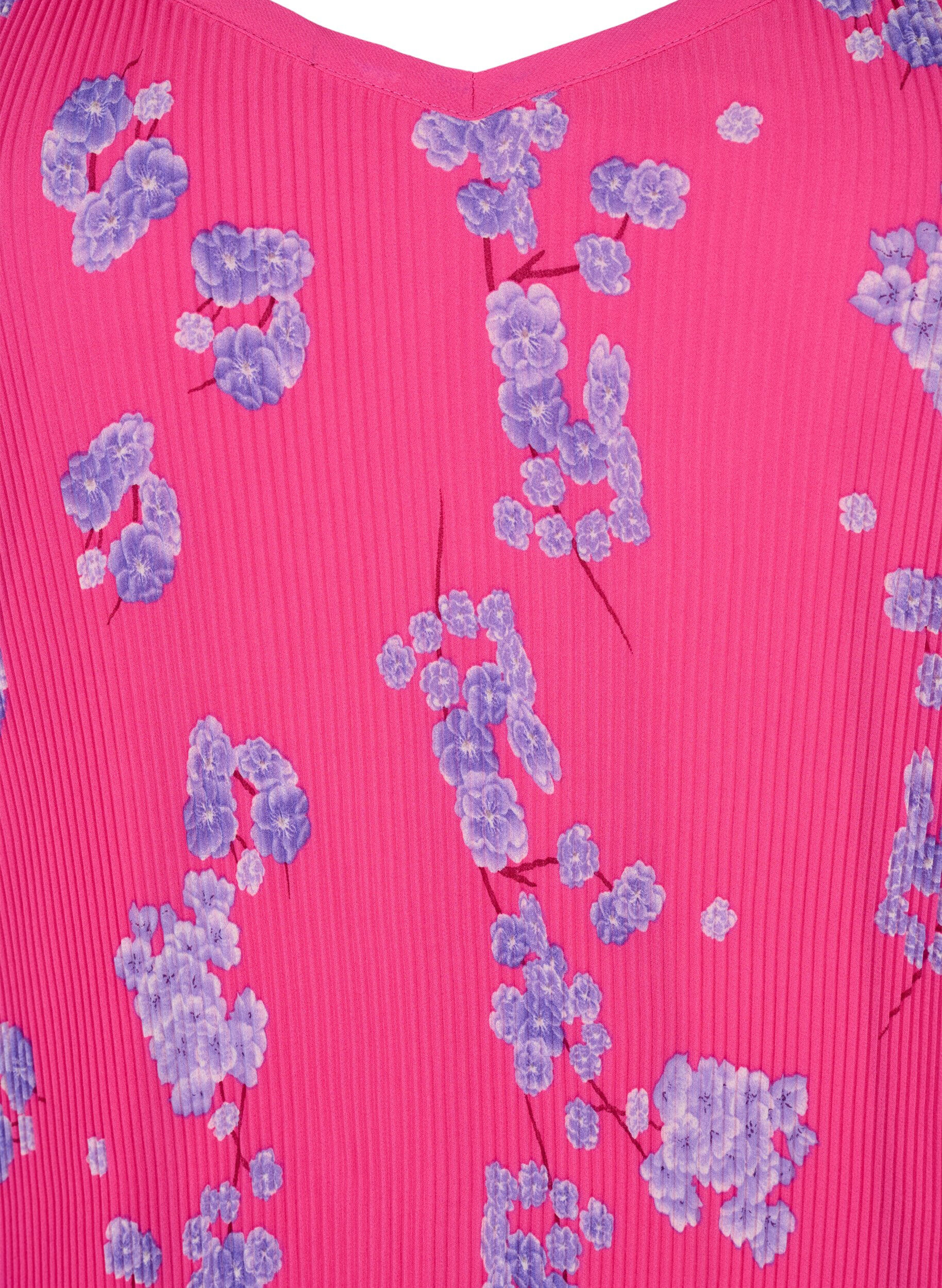 ZizziPlissiertes &auml;rmelloses Top, Beetroot Purple AOP, Packshot image number 2