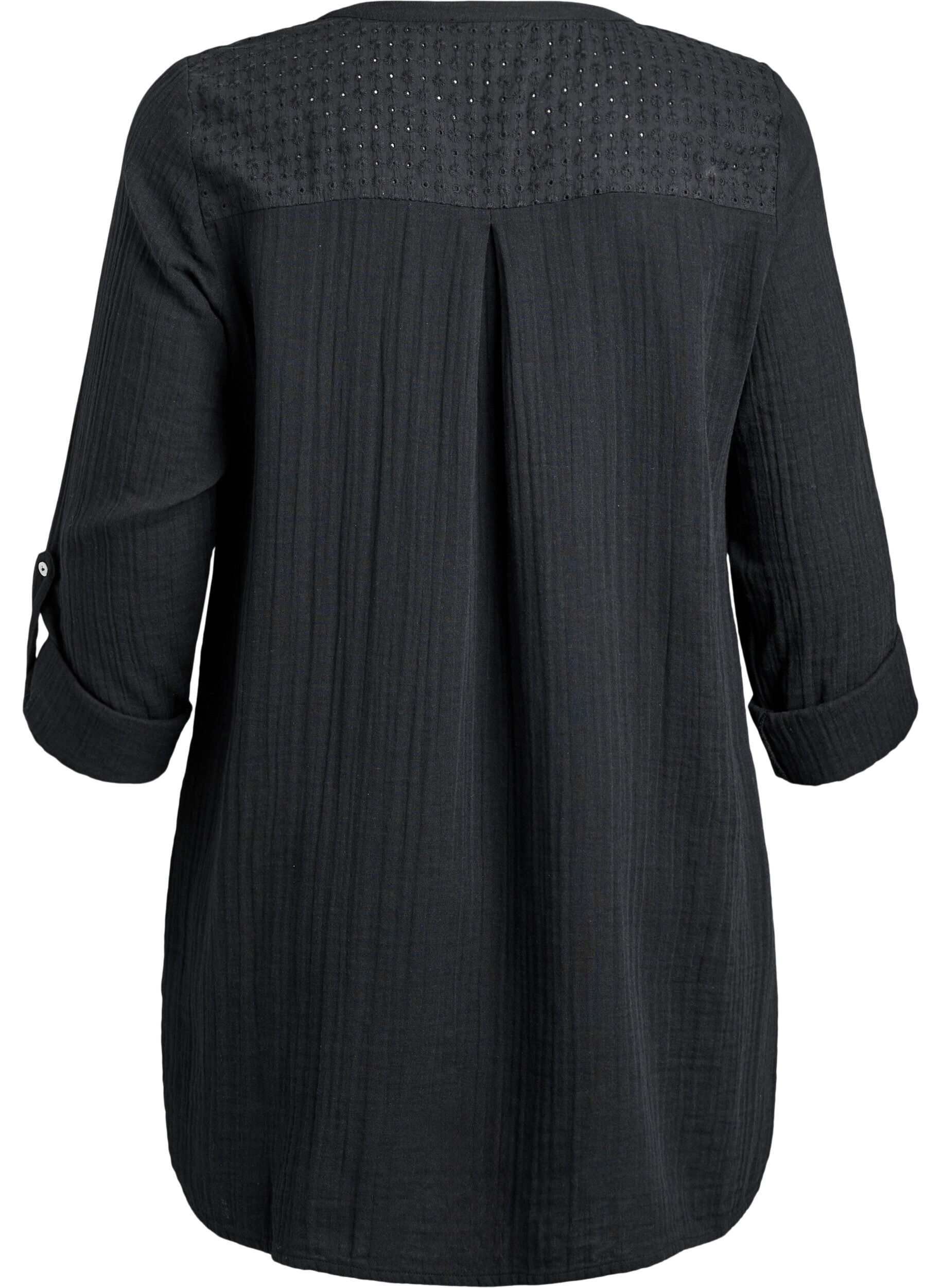 ZizziTunika aus Baumwollmusselin mit Broderie Anglaise, Schwarz, Packshot image number 1