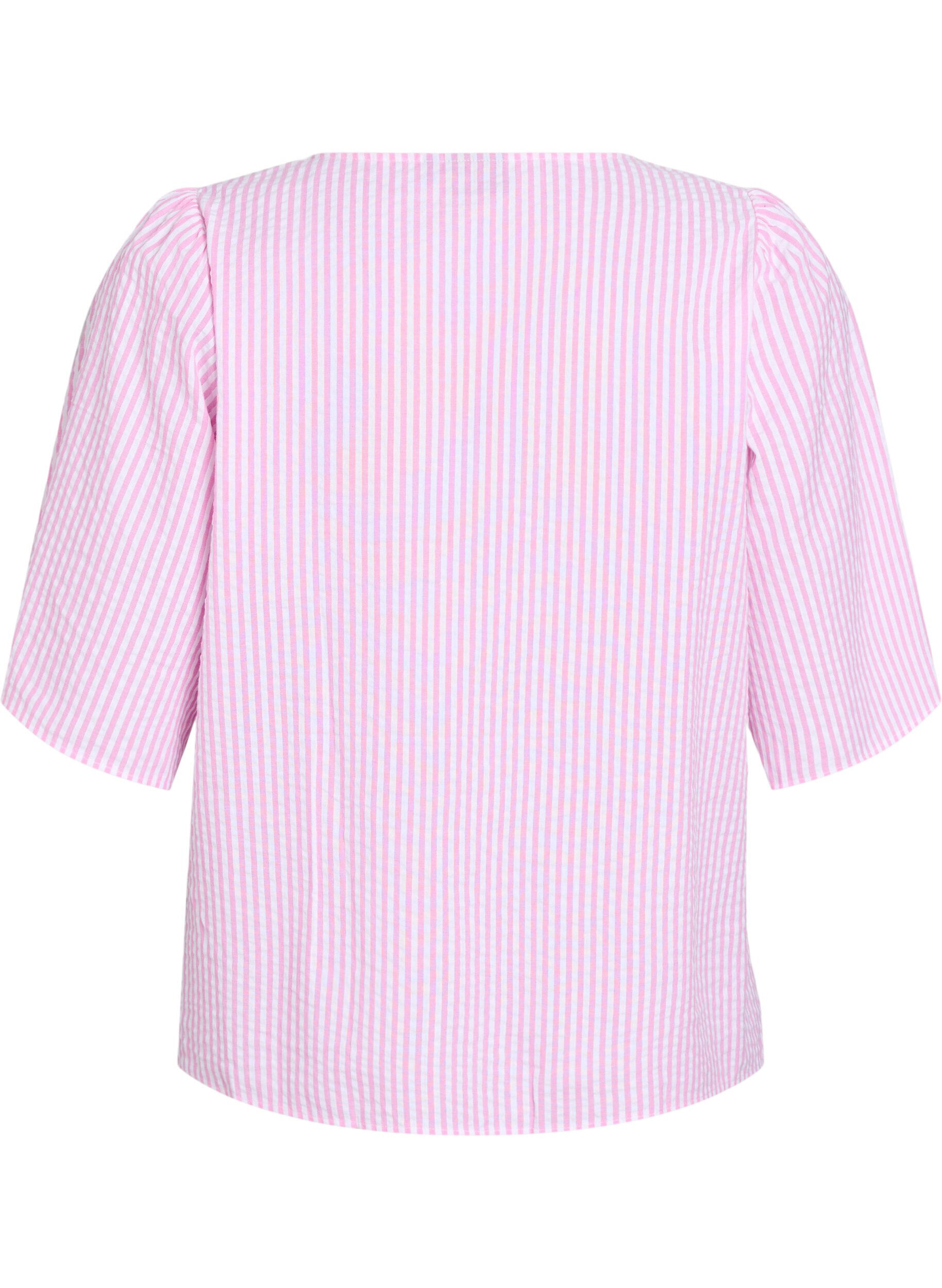 ZizziFLASH - Gestreifte Bluse mit Schleifen, Pink, Packshot image number 1