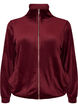 Weicher Cardigan aus Velours mit Rei&szlig;verschluss und hohem Kragen, Rot, Packshot image number 0