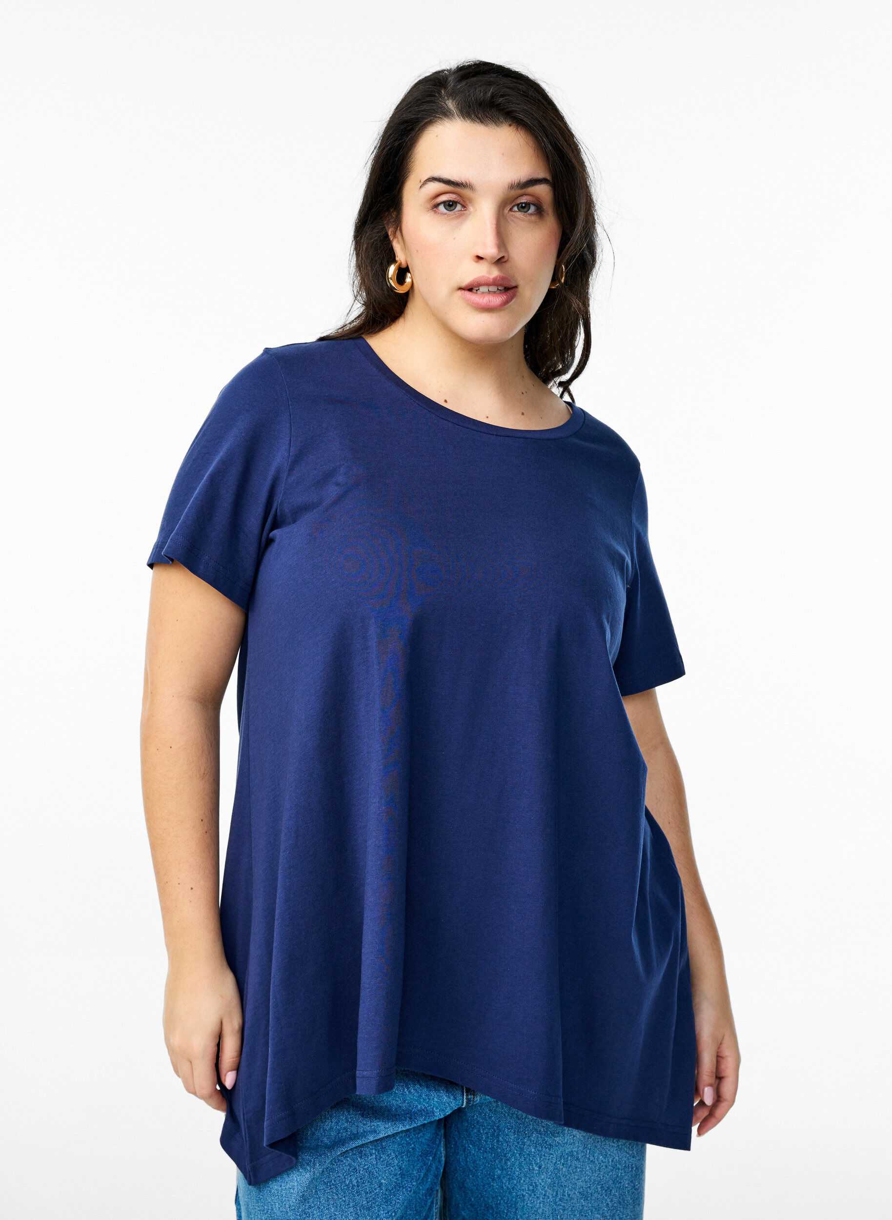 ZizziT-Shirt mit Rundhalsausschnitt und A-Linie, Blau, Model image number 0