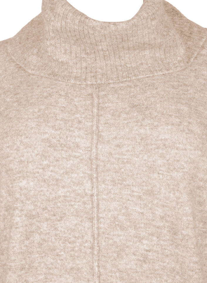 Melange-Strickpullover mit Rollkragen, Simply Taupe Mel., Packshot image number 2