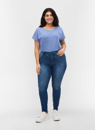 Meliertes T-Shirt aus Baumwolle, Dazzling Blue Mel, Model image number 2