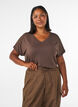 Basic T-Shirt aus Viskose mit V-Ausschnitt, Braun, Model image number 0