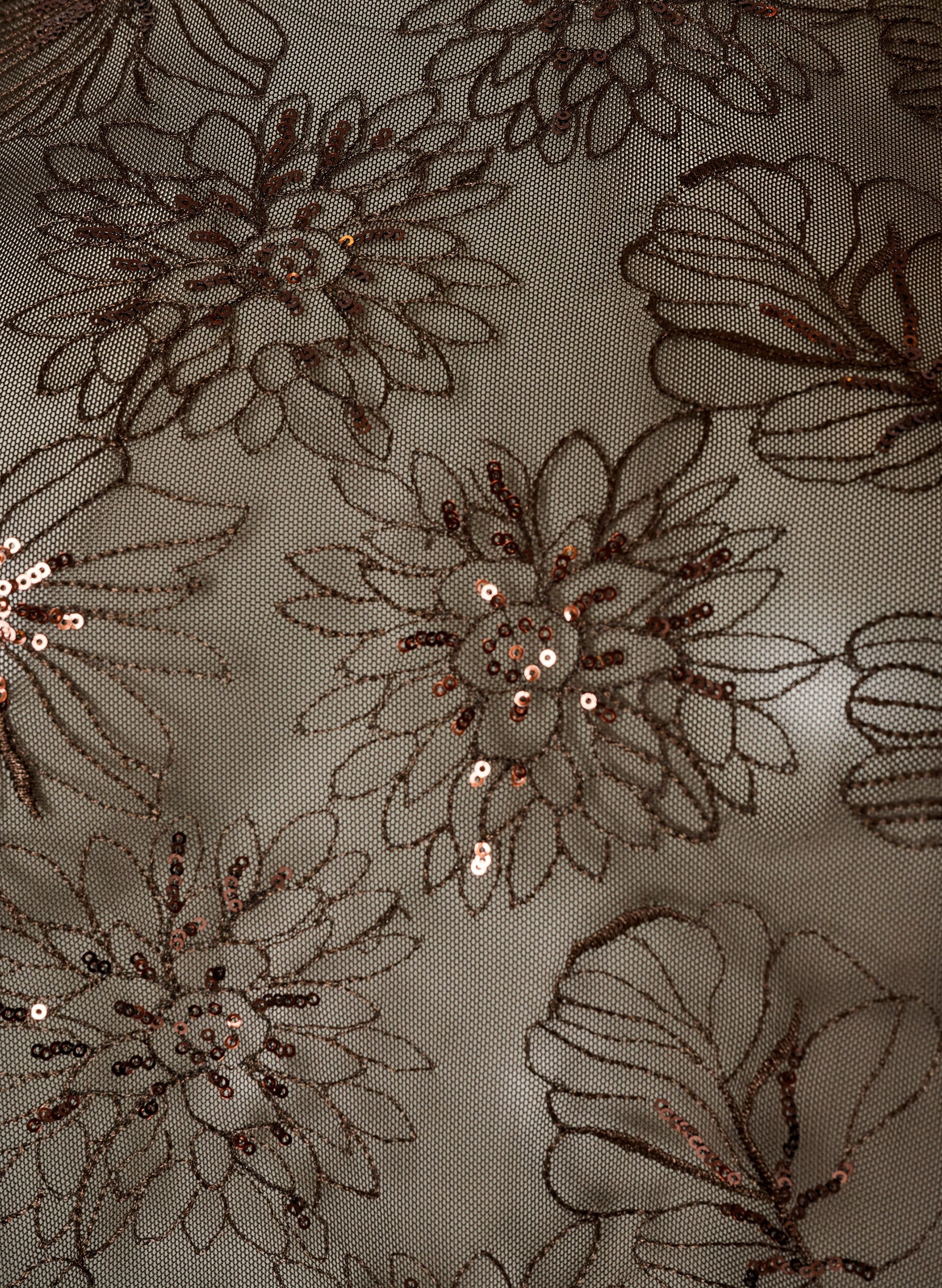 ZizziBluse aus Mesh mit Blumen und Pailletten, Braun, Packshot image number 2