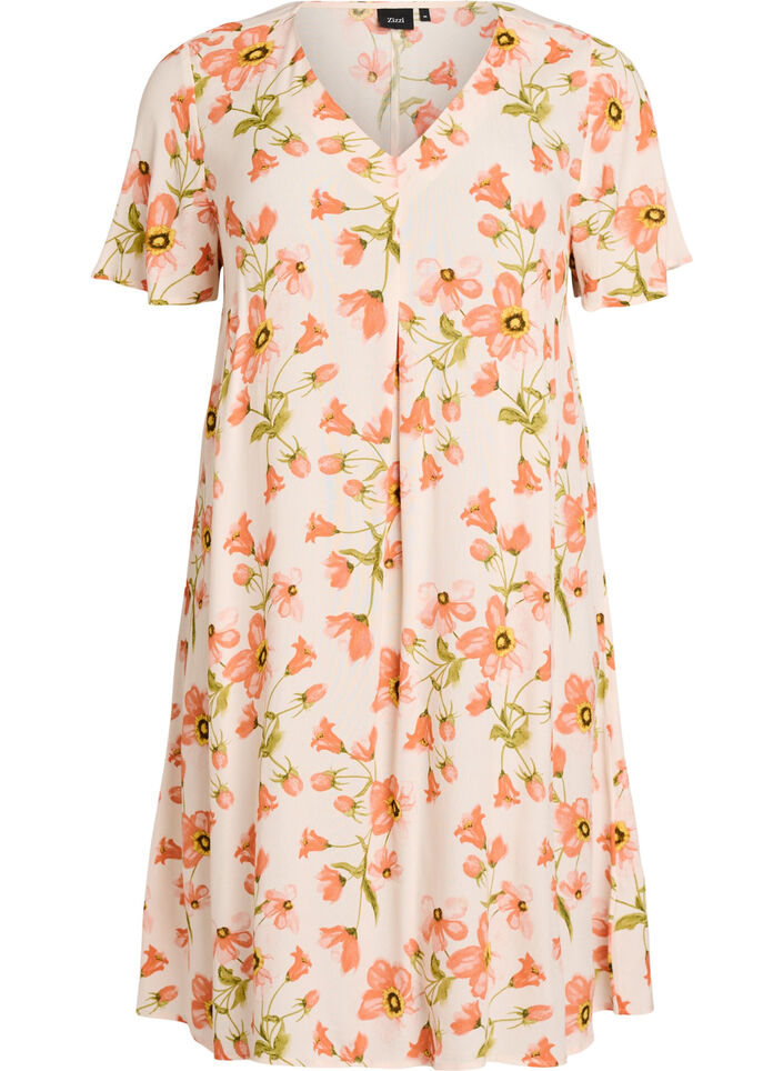 A-Linien-Kleid aus Viskose, Pink, Packshot image number 0