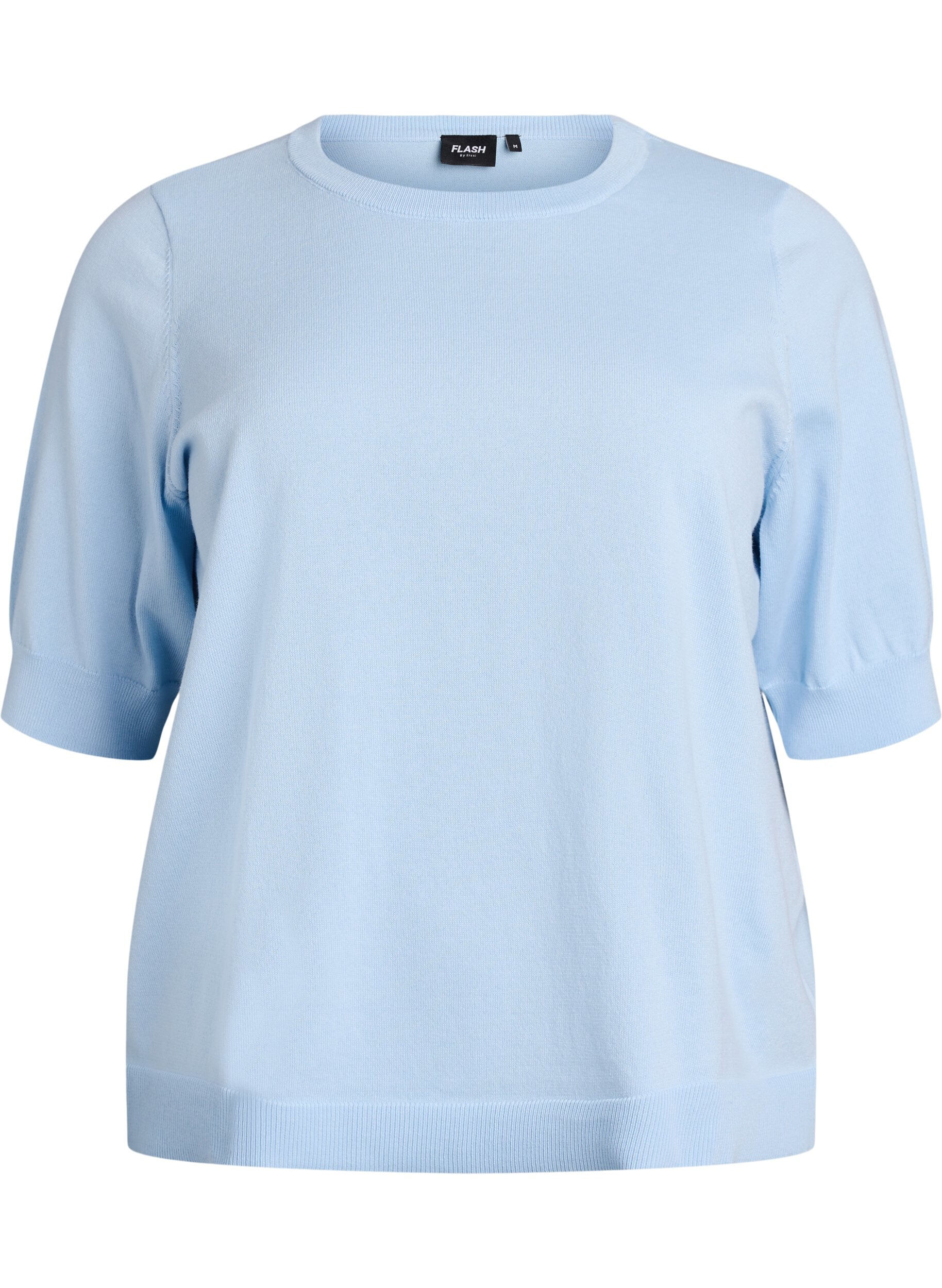ZizziFein gestrickte Bluse mit kurzen &Auml;rmeln, Blau, Packshot image number 0