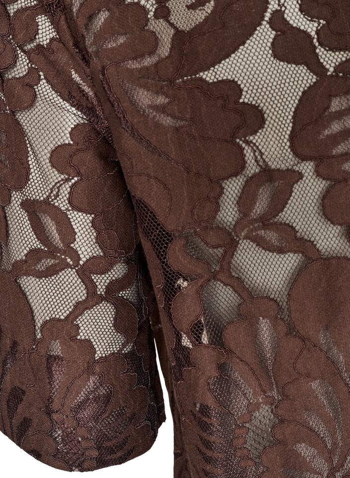 Bluse aus Spitze mit kurzen &Auml;rmeln, Braun, Packshot image number 3