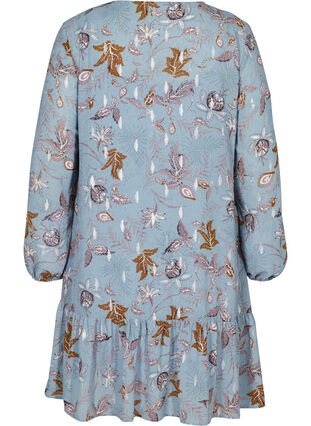 Langarm Kleid mit Blumenprint, Light Blue AOP, Packshot image number 1
