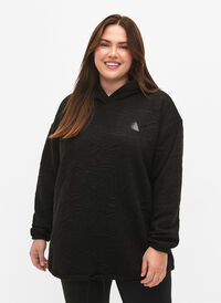 Sportliches Sweatshirt mit Kapuze, Black, Model