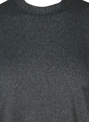 Melierte Bluse mit Puffärmeln und Perlen, Dark Grey Melange, Packshot image number 2