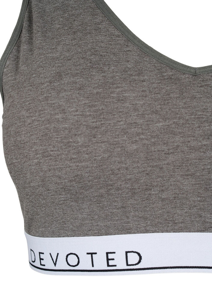 Weiches BH-Top mit V-Ausschnitt und Textdruck, Medium Grey Melange, Packshot image number 2