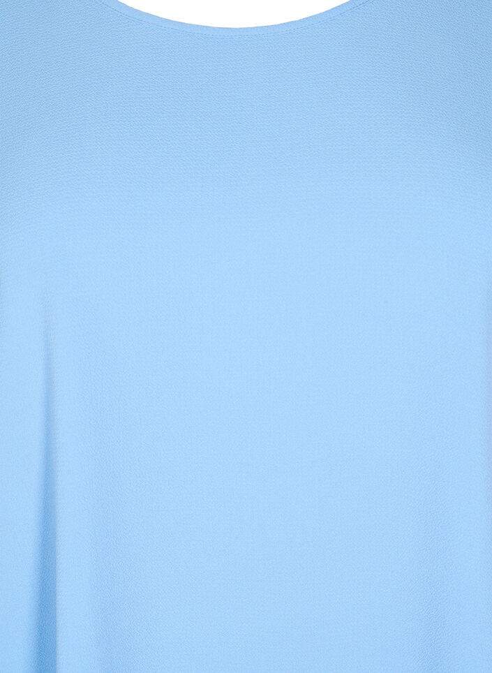 Bluse mit kurzen &Auml;rmeln und einem Rundhalsausschnitt, Blau, Packshot image number 2