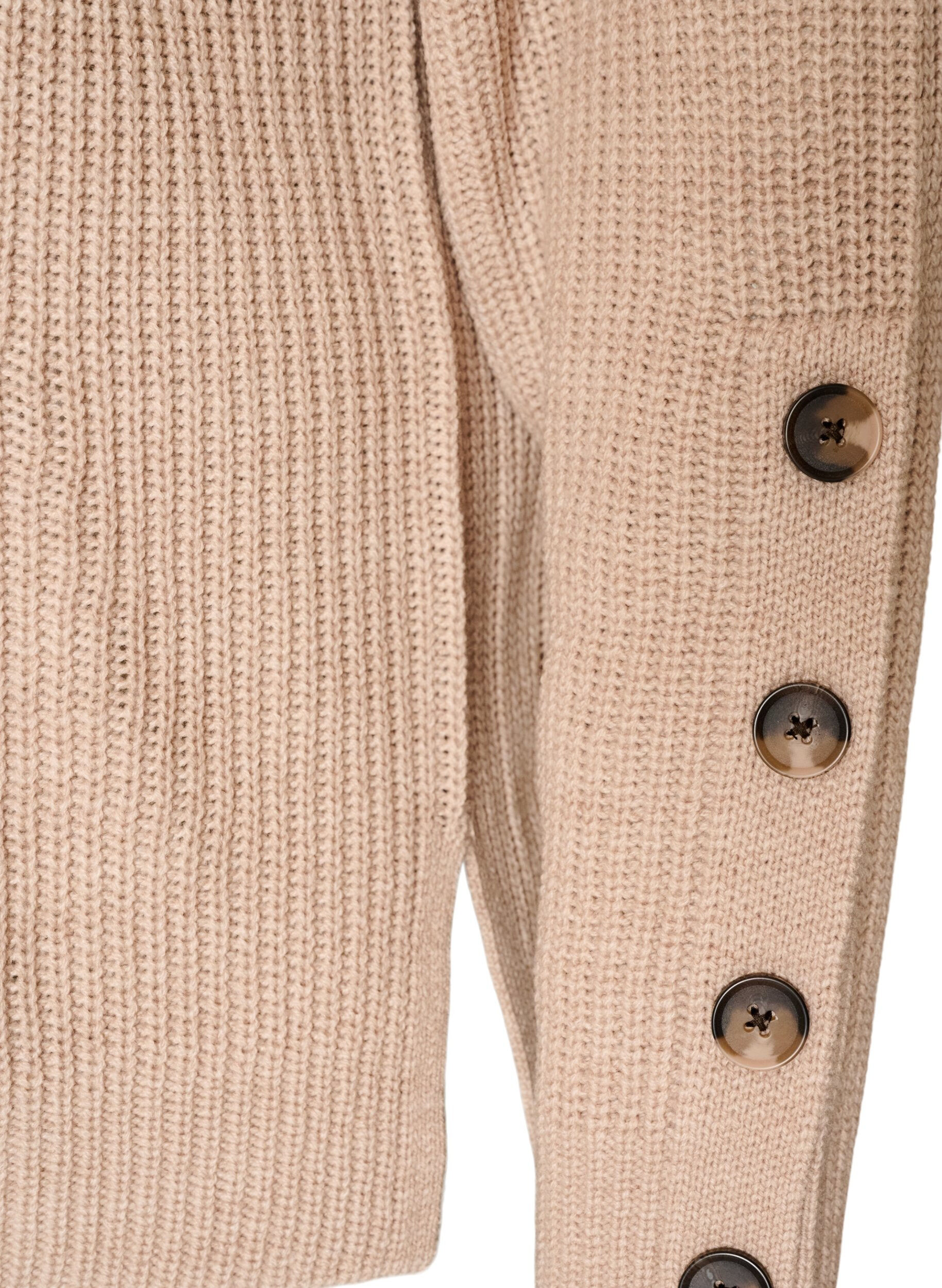 ZizziStrickbluse mit Rippstruktur und Knopfdetails, Beige, Packshot image number 3