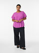 Bluse mit kurzen &Auml;rmeln und Rundhalsausschnitt, Lila, Model image number 1