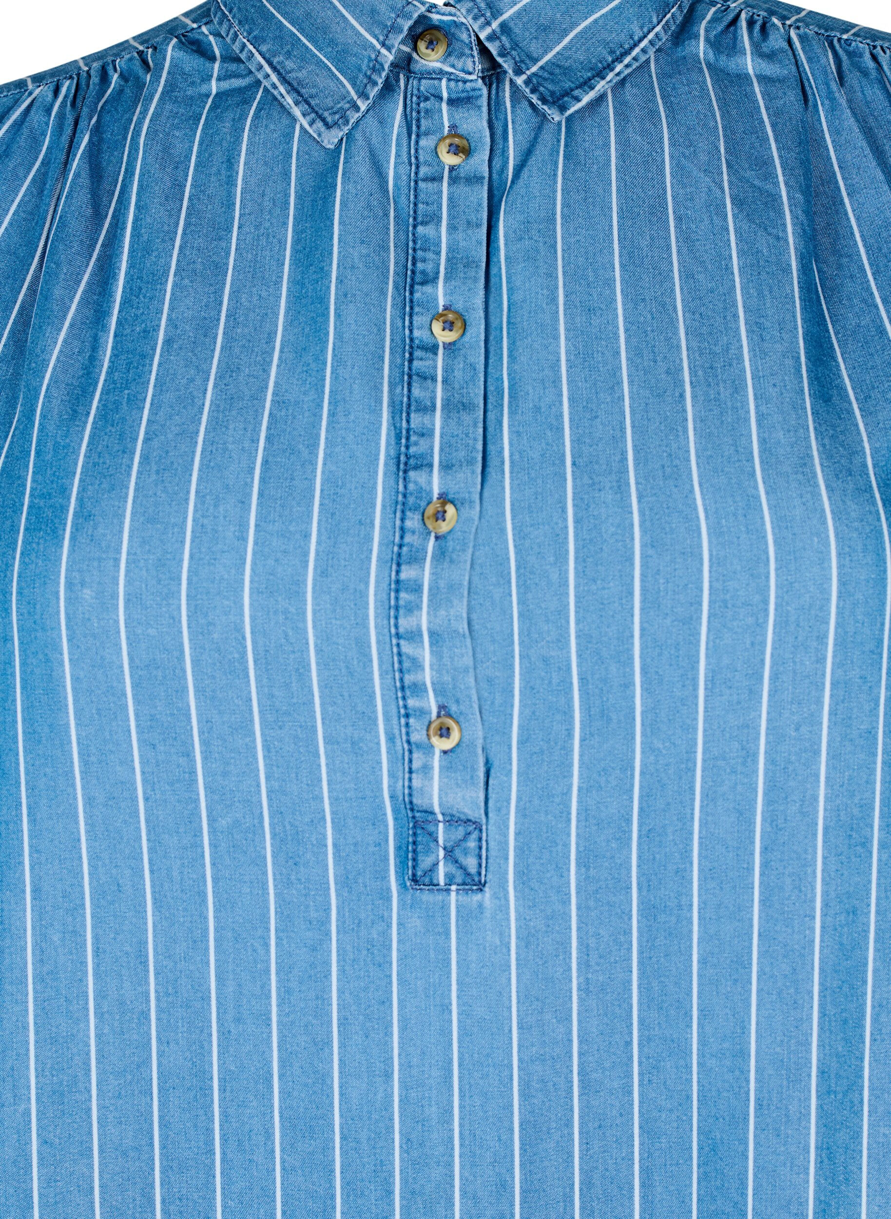 ZizziGestufte Tunika aus TENCEL&trade;-Denim mit Streifenmuster, Blau, Packshot image number 2